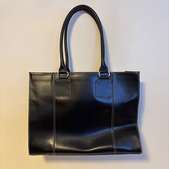 Wilsons Leather Laptop Briefcase Messenger Bag Black Silver Large Size 15.5 x 12 - Picture 3 of 6